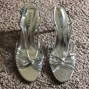 Lauren Ralph Lauren Silver Metallic Strappy Heels